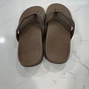 VIONIC Orthaheel II 9 Bronze Metallic Leather Slide Thong Toe Flip Sandals 9